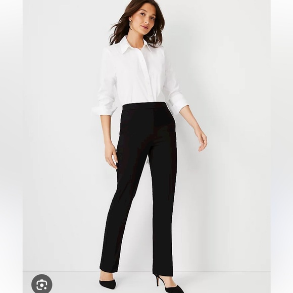 ANN TAYLOR Black Classic Dress Pants Regular Women’s Size 8 Straight Leg Worn 2X - Picture 1 of 7